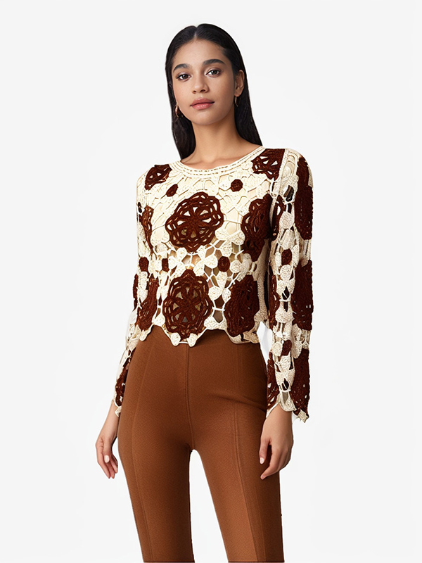 Girl Hand Crotchet Flower Pattern Knitwear