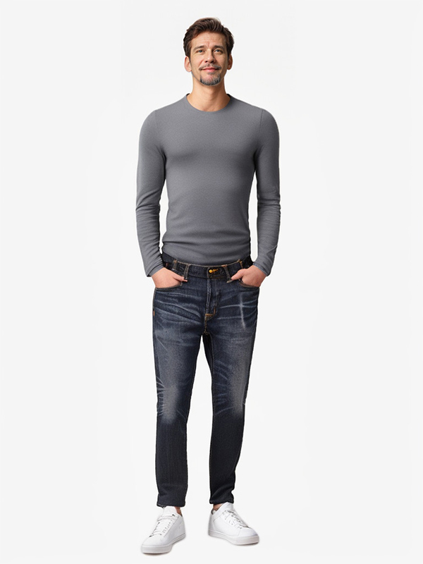 Mens High Rise Straight 4 Way Stretch Jeans