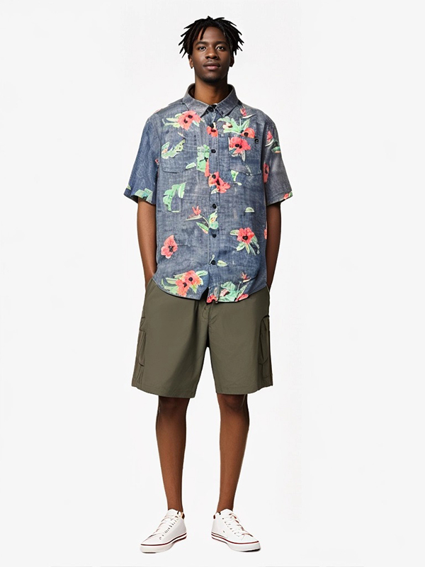 Mens Causal 3D Paff Printing Aloha Beach Shirt