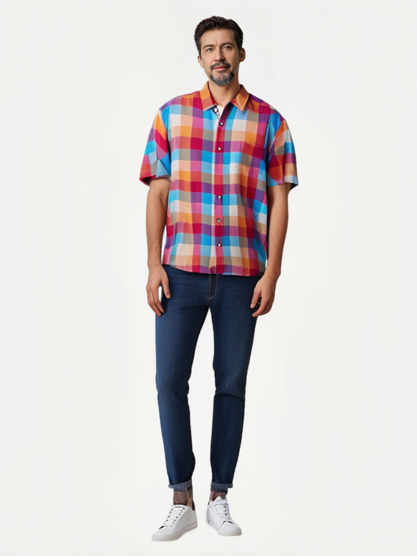 Boy's Street Wear Checker Easy Care Cotton Shirt