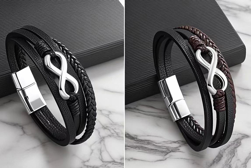 Jewelry /Jewellery And Accessory Handcraftl Stainless Steel Buckle Leather Bracelet