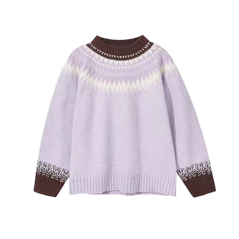 Children Pure Extra Fine Merino Wool Jacquard Knitted Pullover