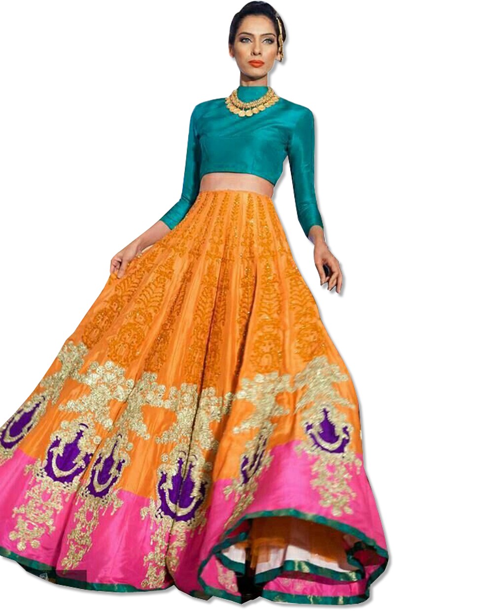 Multi Thread Embroidered Skirt Blouse