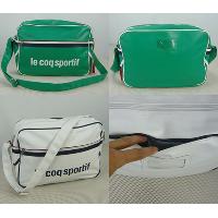 PU Green / White Nylon Zipper Top Closure Adjustable Shoulder Strap Bag / Briefcase / Reporter