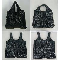 Nylon Black Zipper Closure Waterproof Foldable Fashionable Shopping Bag S/ M/ L/ XL