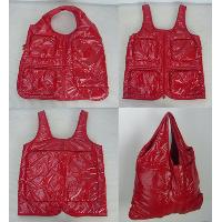 Nylon Red Zipper Closure Waterproof Foldable Fashionable Shopping Bag S/ M/ L/ XL