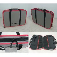 Polyester Grey Tow-way Zipper Around Closure Padded Handle Briefcase