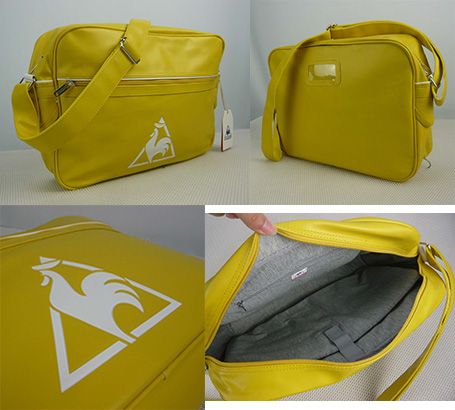 PU Yellow Nylon Zipper Top Closure Adjustable Shoulder Strap Bag / Briefcase / Reporter