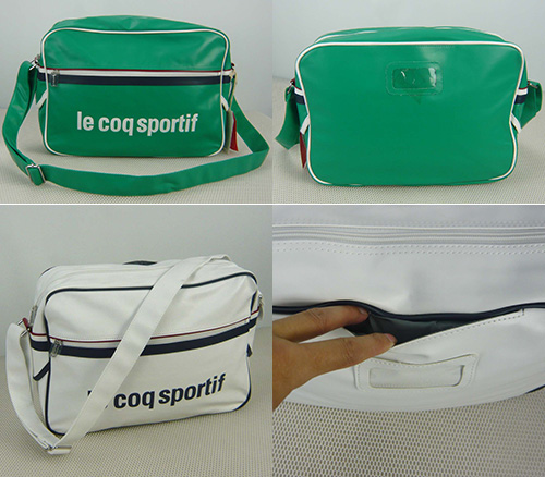 PU Green / White Nylon Zipper Top Closure Adjustable Shoulder Strap Bag / Briefcase / Reporter