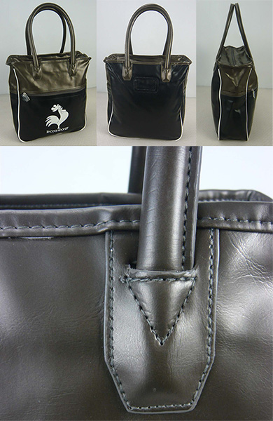 PU Black Nylon Zipper Top Closure Twin Grab Handles Bag / Tote Bag / Shopper