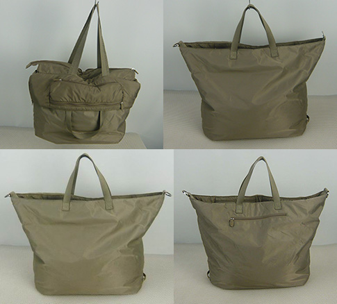 Nylon Tan Fashionable Zipper Top Closure Waterproof Foldable Tote Bag