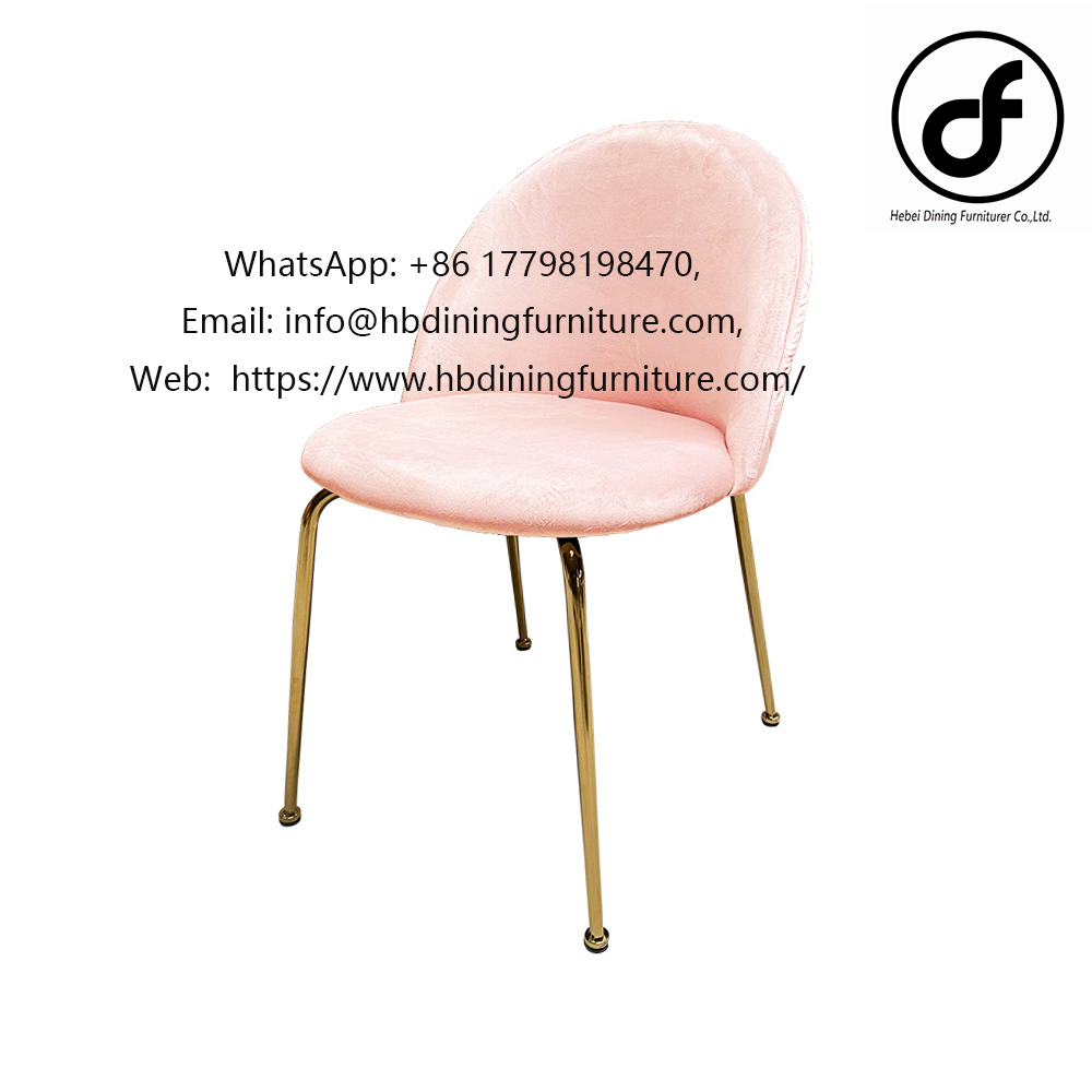 Velvet Dining Chair Upholstered Metal Leg DC-R01