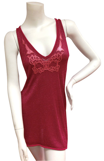 Ladies' Dull Bayon Lurex Knitted Vest with Applique