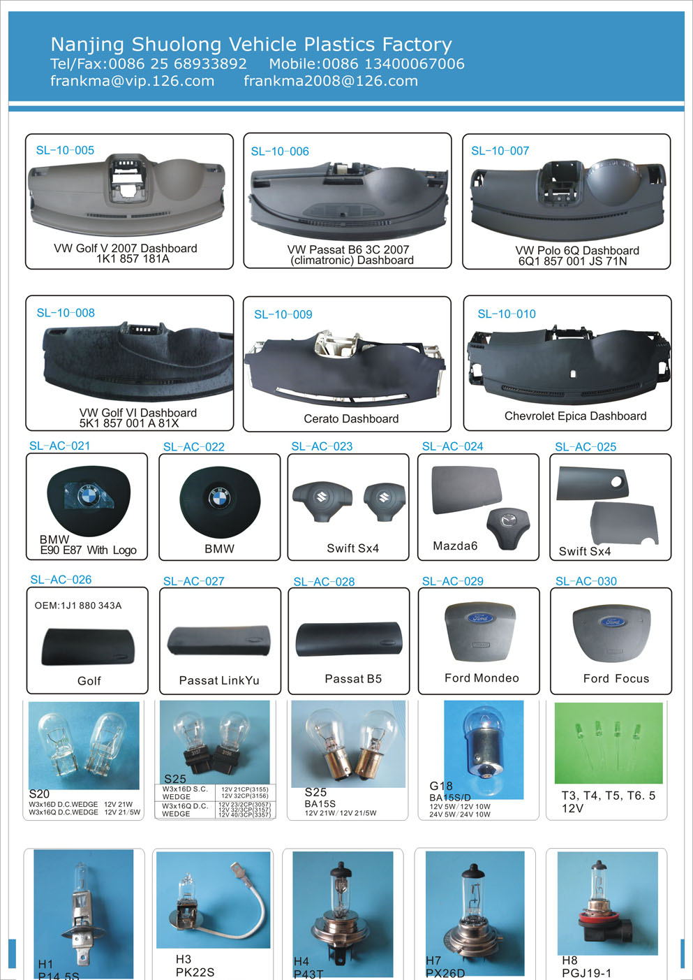 We Produce Dashboards, Bumpers, Grills, Air Bag Covers And Auto Lamps, Light Covers Halogen Bulbs