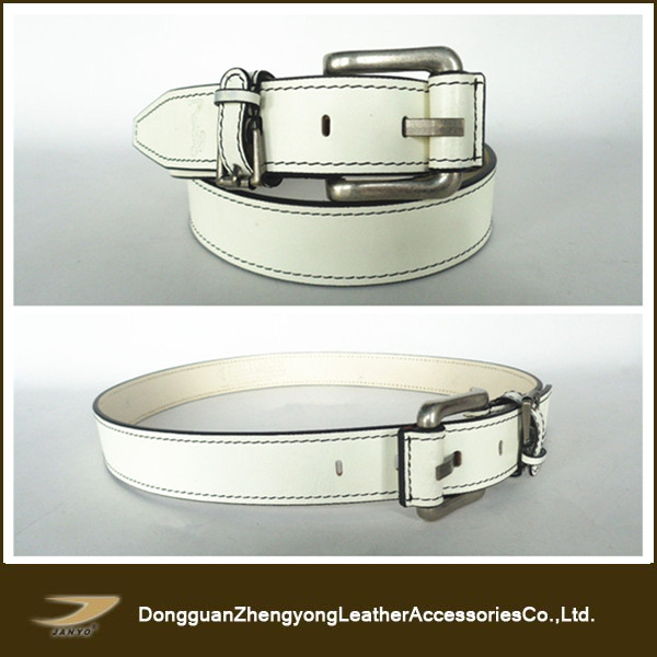 JANYO Fashion White Genuine Leather Golf Belts with logo you want