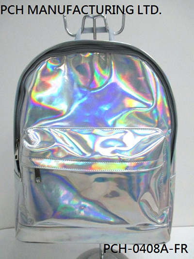Silver Light-reflective Top Zippered Closure Simple Fashion Ladies Backpack