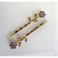 Pretty Young Girl Crystal Flower Hair Clip Products Eco-friendly Zinc Alloy Metal Head Jewellery