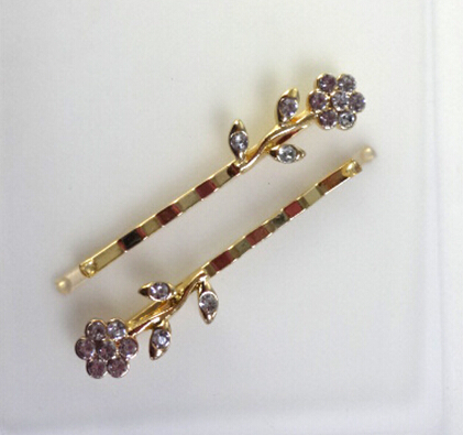 Sell Pretty Young Girl Crystal Flower Hair Clip Products Eco-friendly Zinc Alloy Metal Head Jewellery