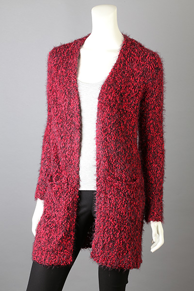 Slub Feather Yarn Long Cardigan