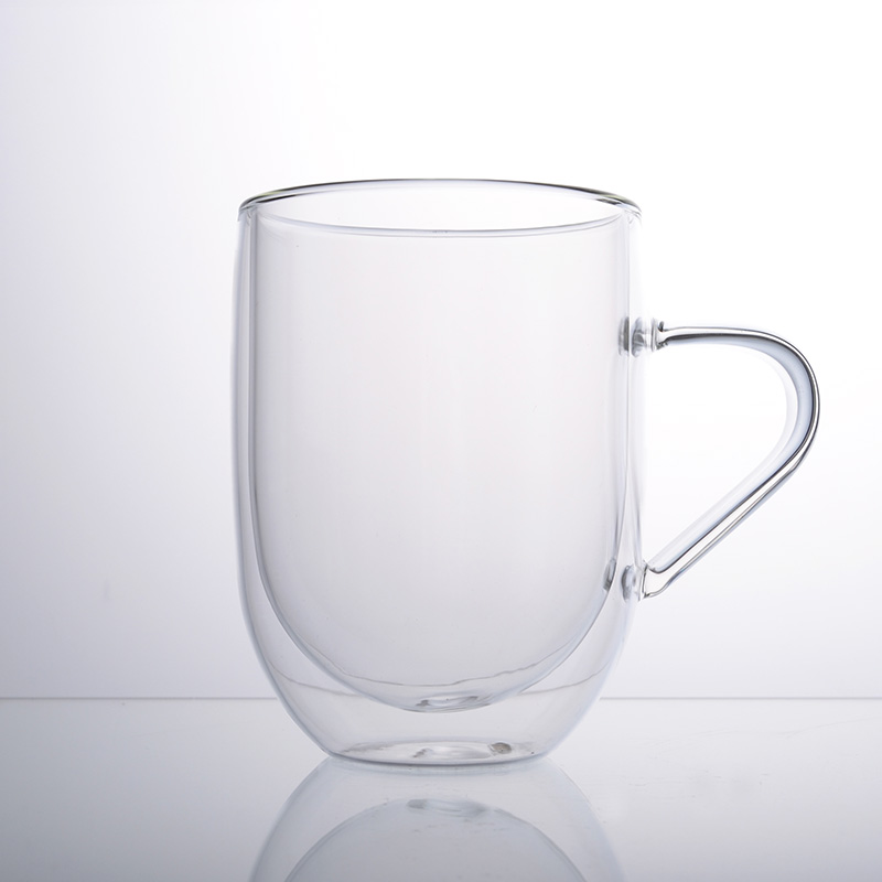Customized Borosilicate Double Wall Glass Cups Glass Mug for Coffee Tea Hot Cold Drinks with Handle