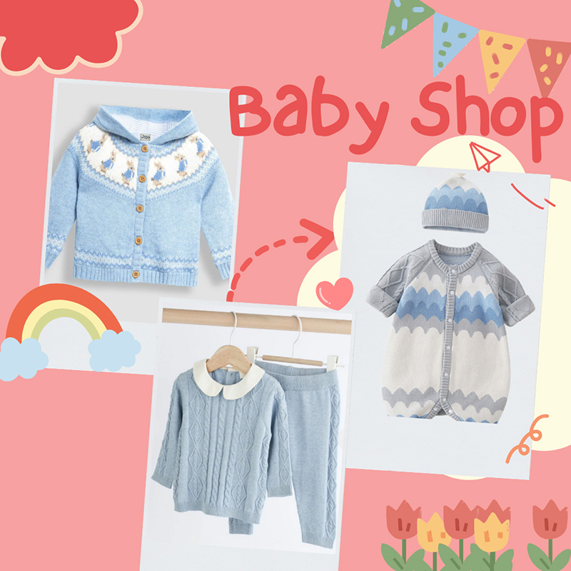 Blue Baby Collar Knitted 100% Cotton Jumper and Leggings Set