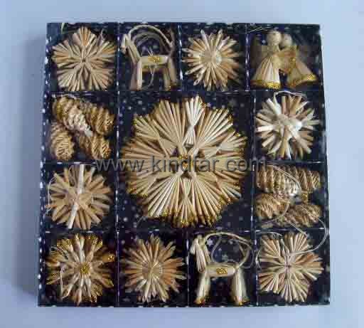 Straw Christmas Oranments Set 49pcs/box