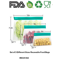 Set of 3 Different Sizes Reuseable Food Bags