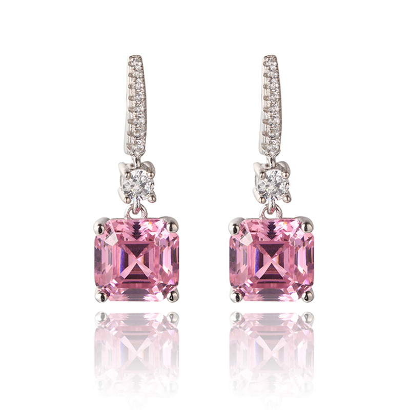 Cubic Zirconia Jewelry Design | Pink Sterling Silver Earrings | Custom Jewelry Wholesale