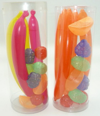 4 Banana Stirrers and 8 pcs Mixed Fruit ice cubes set