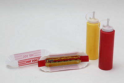 Set of 2 Plastic Ketchup/Mustard DispenserHot Dog Tray