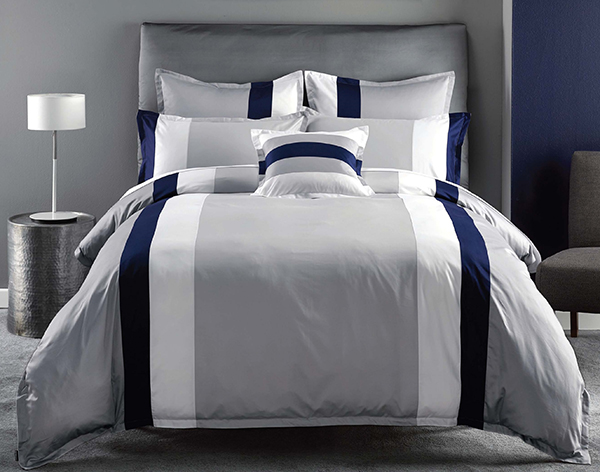 100% Cotton Plain Dyed Pieced Stripe Duvet Cover Set