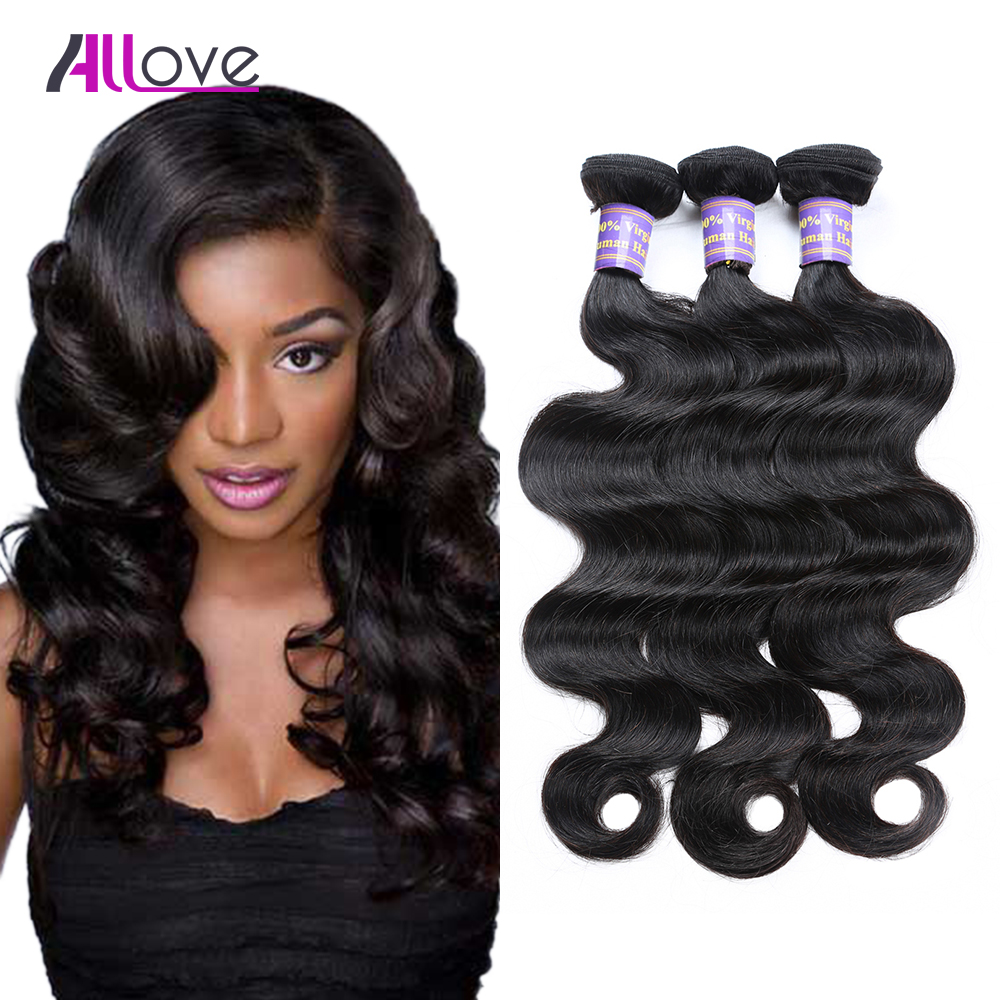 Allove Brazilian Virgin Hair Body Wave 3 Bundles Unprocessed Human Hair Brazilian