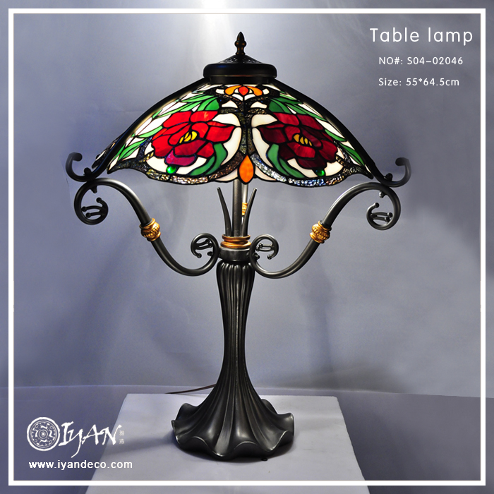 Glass Table Lamp With Resin Base