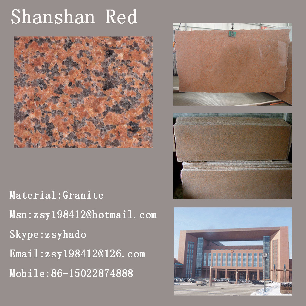 Shanshan Red China Red Chinese Granite Tile Slab Polished Flamed Stone Tub