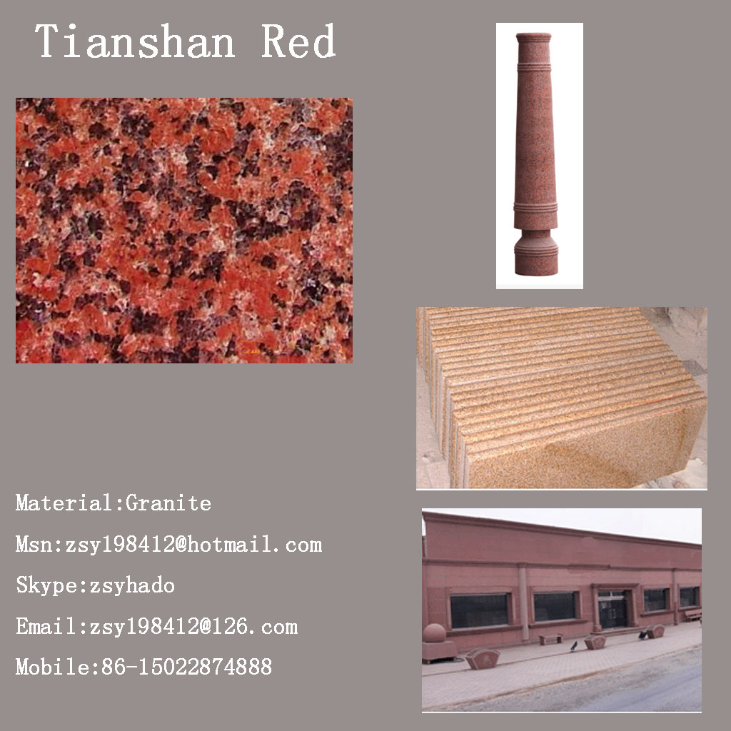 Tianshan Red China Red Chinese Granite Tile Slab Polished Flamed Stone Tub