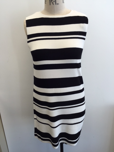 Ladies' mono striped full needle knitted dress