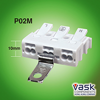 SUPER-MINI(only 10mm thick), Luminaire Pushwire Connector, 2 SIDES with  inchesPress Release Button inches, P02-M3