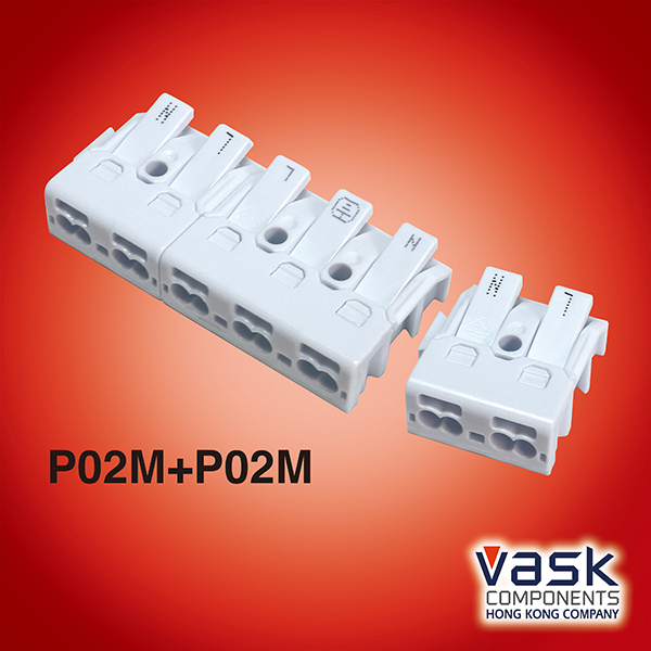 SUPER-MINI(only 10mm thick), Luminaire Pushwire Connector, 2 SIDES with  inchesPress Release Button inches