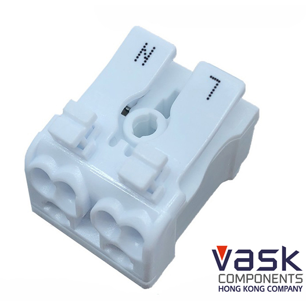 2P Luminaire Pushwire Connector 2 SIDES with  inchesPress Release Button inches