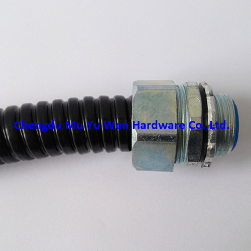 Straight liquid tight zinc die cast fittings with sealing washers and lock nuts