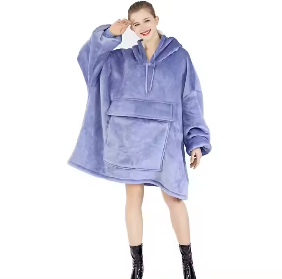 Oversized Wearable Blanket Hoodie Sherpa Flannel Gift for Women Mom Hoodies Blankets for Adults