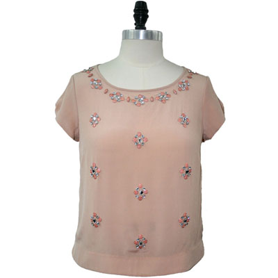 Embellished Neckline Woven Top
