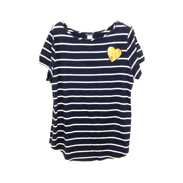 Short Sleeve Boat Neck Stripe Shirtail Hem