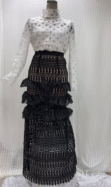 Set of Lace Top Blouse + Long Dress