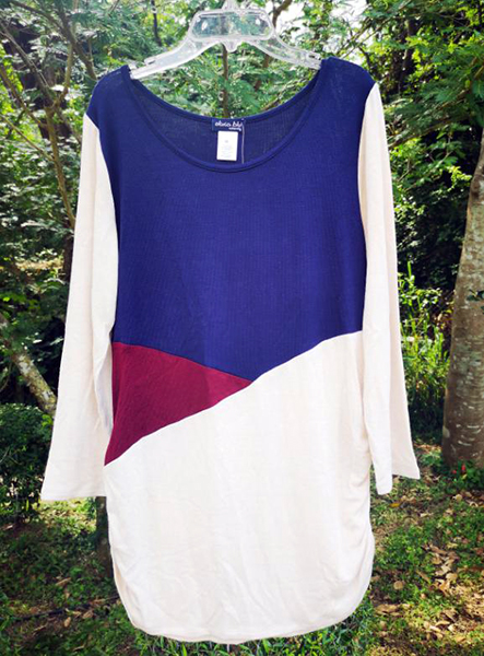 Diagonal Colorblock Top With Side Ruche