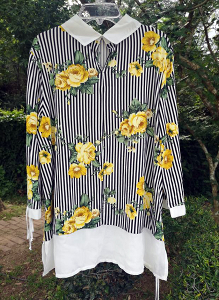 3/4 Sleeve 2fer With Collar Top