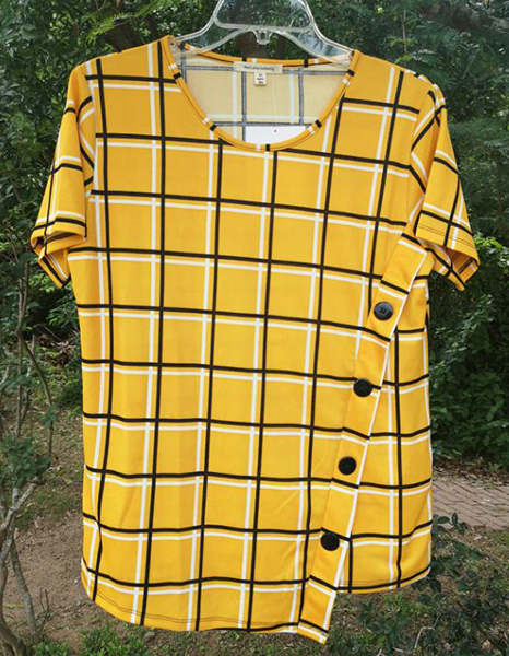 Short Sleeve Crew Neck **Assymetrical With Side Button Top