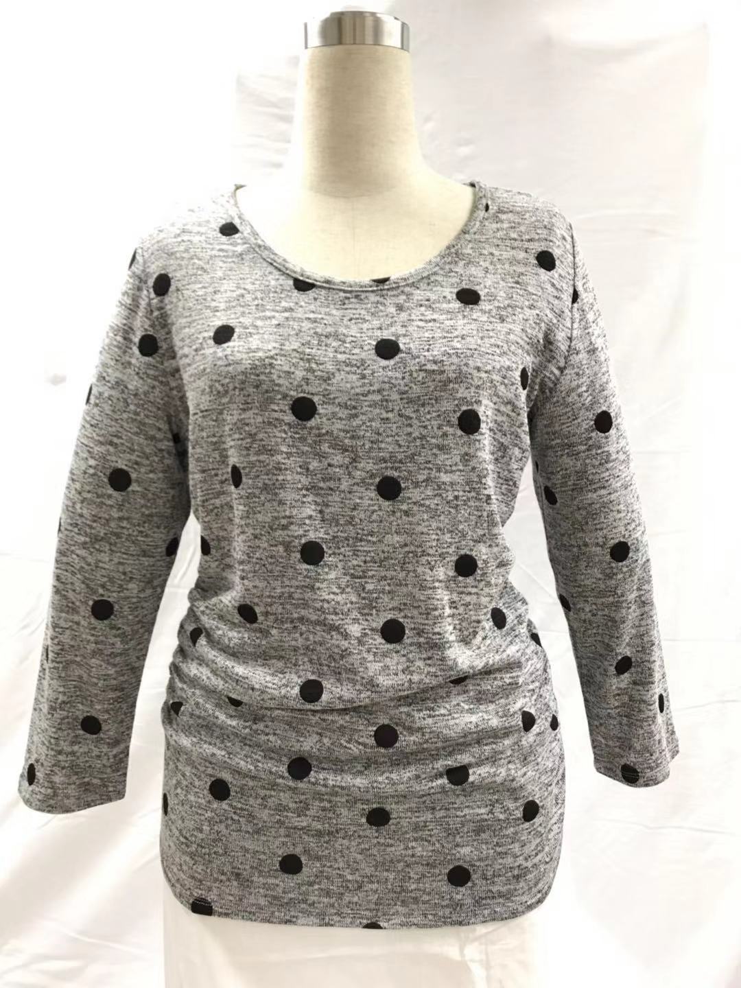TOP,3/4 inches SLEEVE BASIC TOP WITH SIDE RUCHE