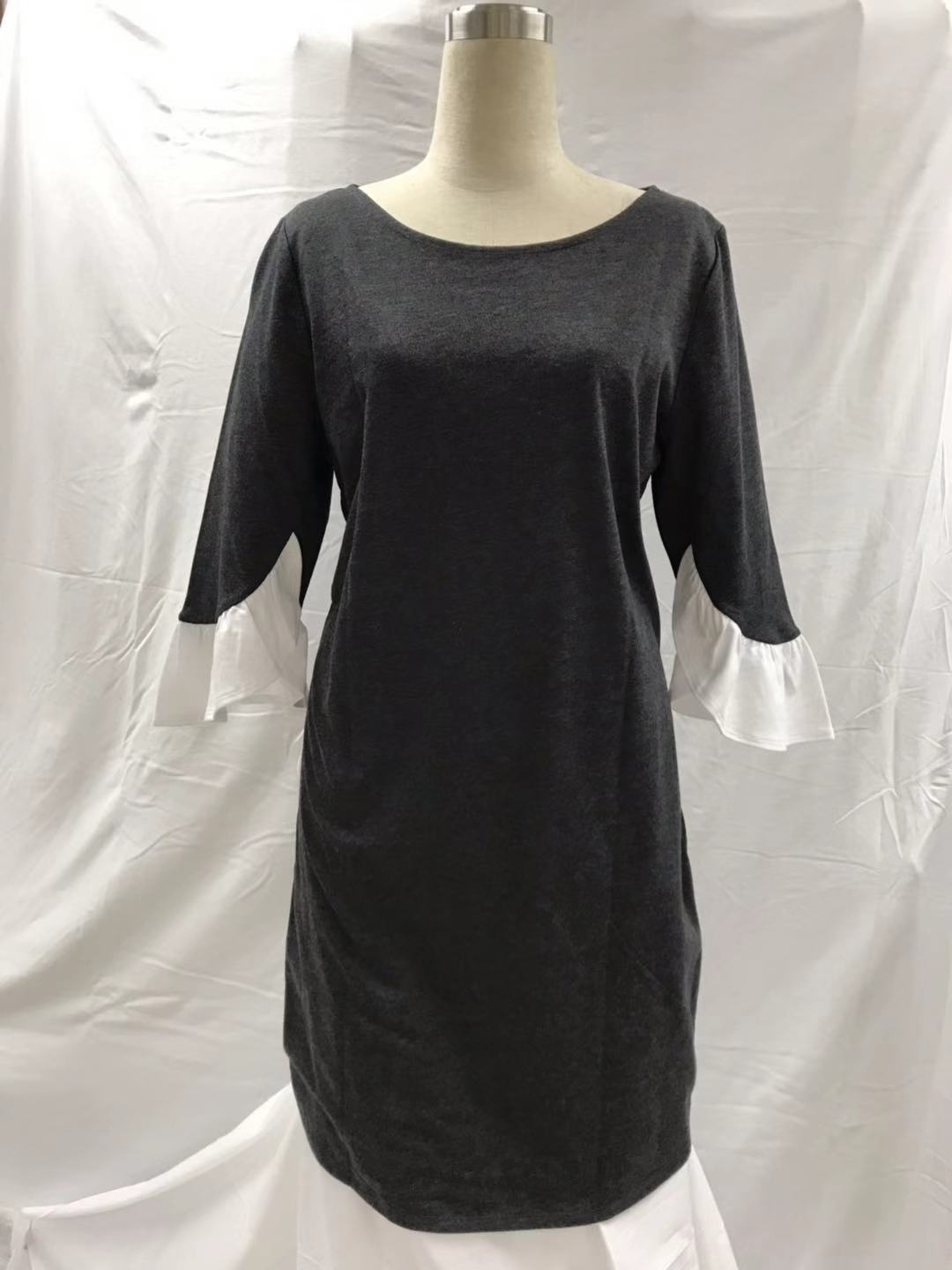 RUFFLE CONTRAST SLEEVE DRESS
