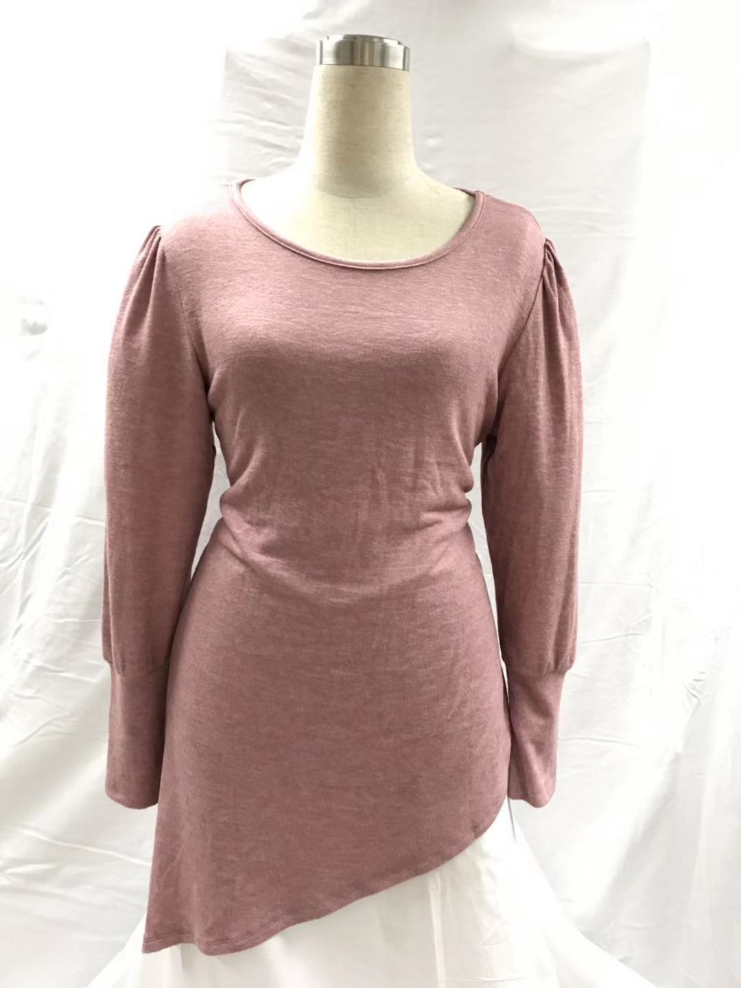 TOP OF LONF SLEEVE PUFF ASSYMATRICAL TUNIC